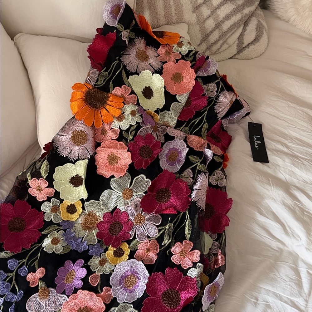 Lulus Strapless Black Floral Embroidered Maxi Dress - Picture 2 of 3